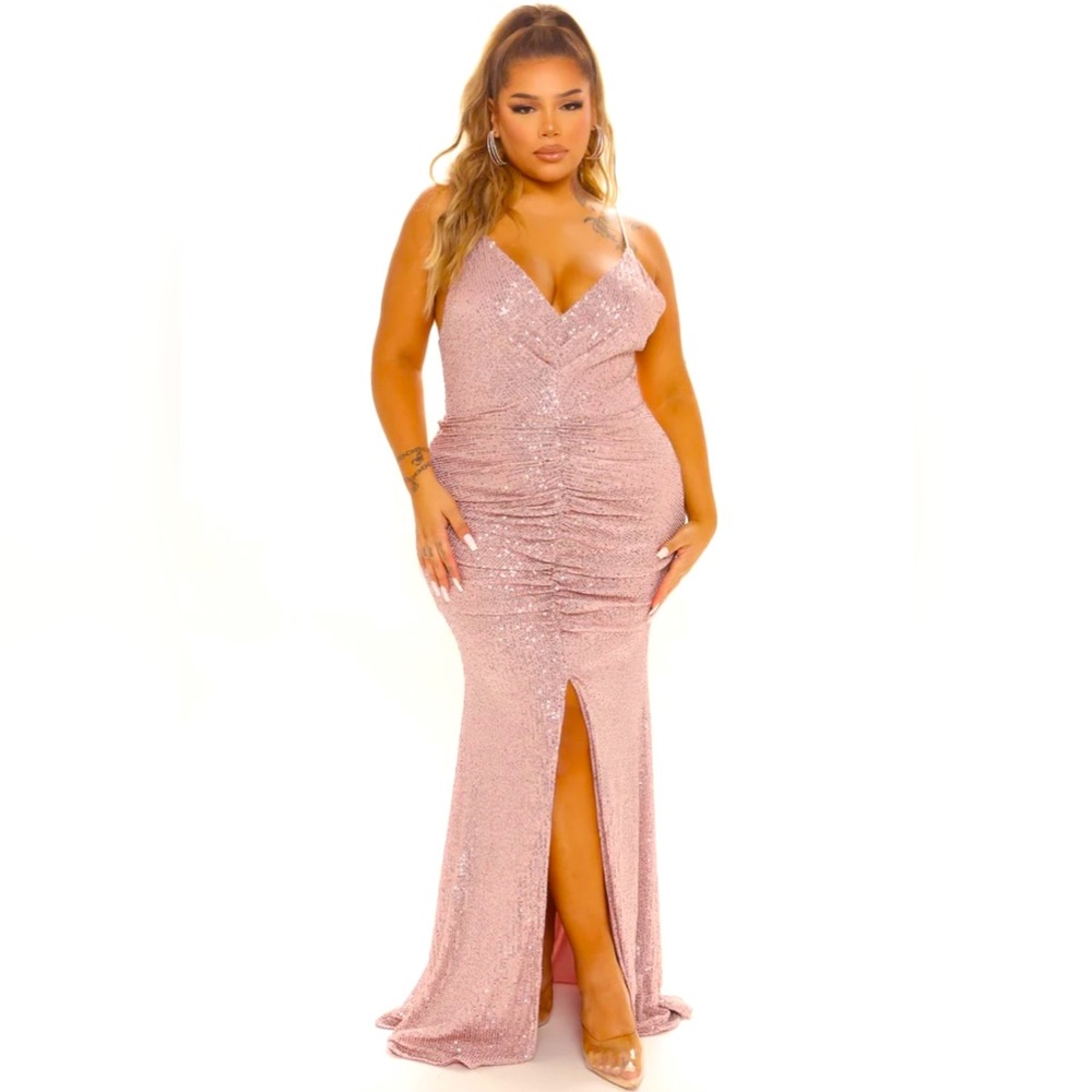 Fashion Nova Sparkling Pink Prom Dress